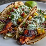 Grilled Salmon Tacos Mango Salsa