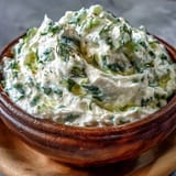 Creamy Skyr Tzatziki Dip with fresh cucumber and dill, a perfect appetizer.