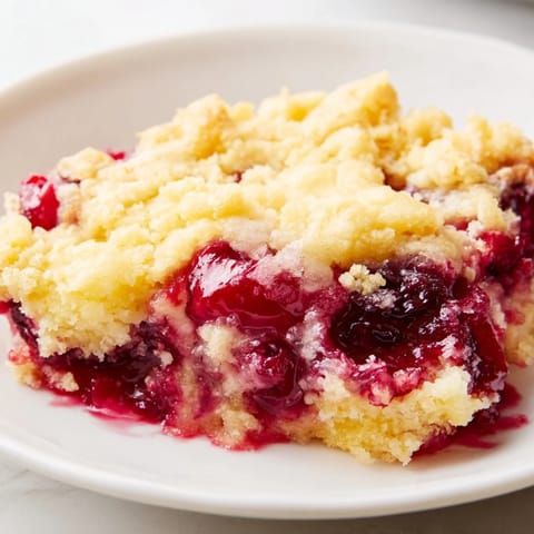 Golden-brown dump cake bubbling around the edges, perfect for a quick, comforting dessert.