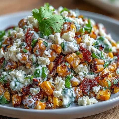 Vibrant Mexican Street Corn Salad with cotija and cilantro, perfectly charred.