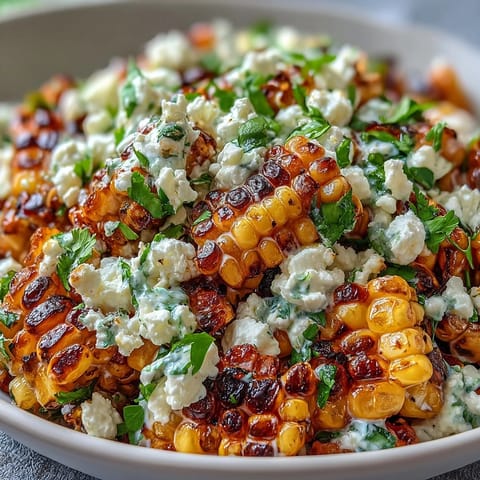 Tangy, creamy Mexican Street Corn Salad with fresh cilantro and crumbly cotija.
