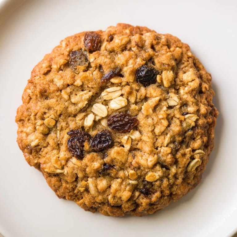 Warm Oatmeal Raisin Cookies, with plump raisins nestled within each delightfully spiced bite.
