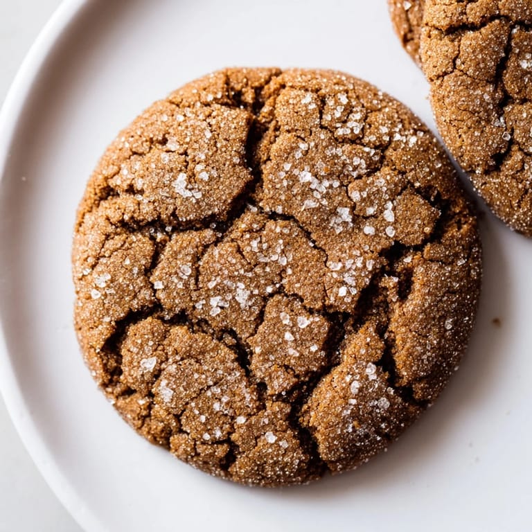 A plate of delicious molasses cookies, offering a comforting aroma of spices, perfect with tea.