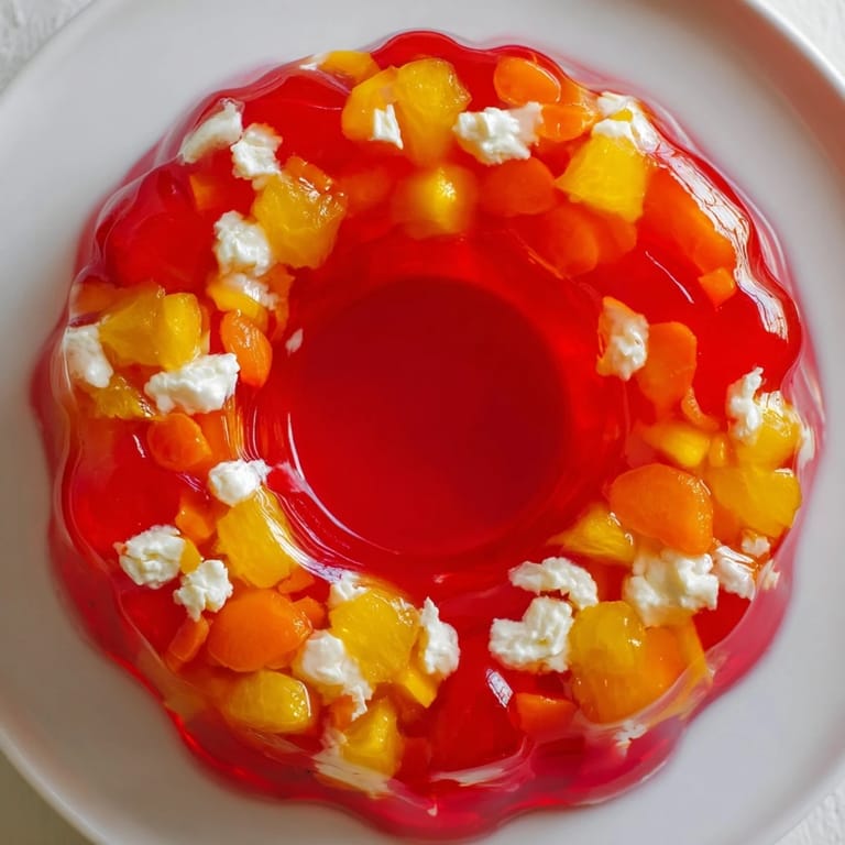 Creamy cottage cheese and sweet oranges shine in this classic American Jell-O Salad.