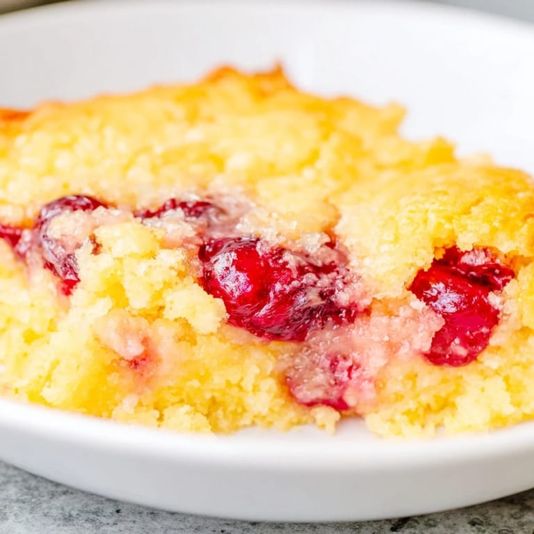 Sweet, fruity aromas come from this easy dump cake, ready to serve with creamy vanilla ice cream.