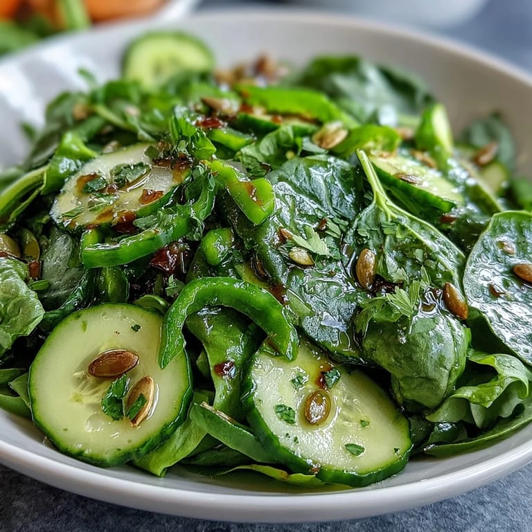 Perfectly tossed Glowing Green Salad ready to be served with family.