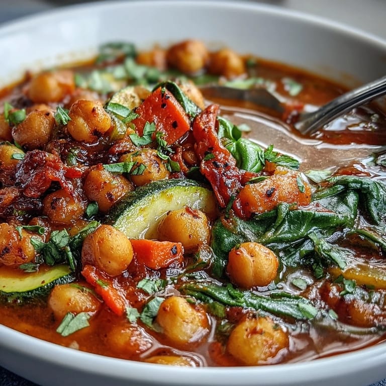 Savory Spicy Chickpea Stew, a flavorful vegan dish perfect for dinner.