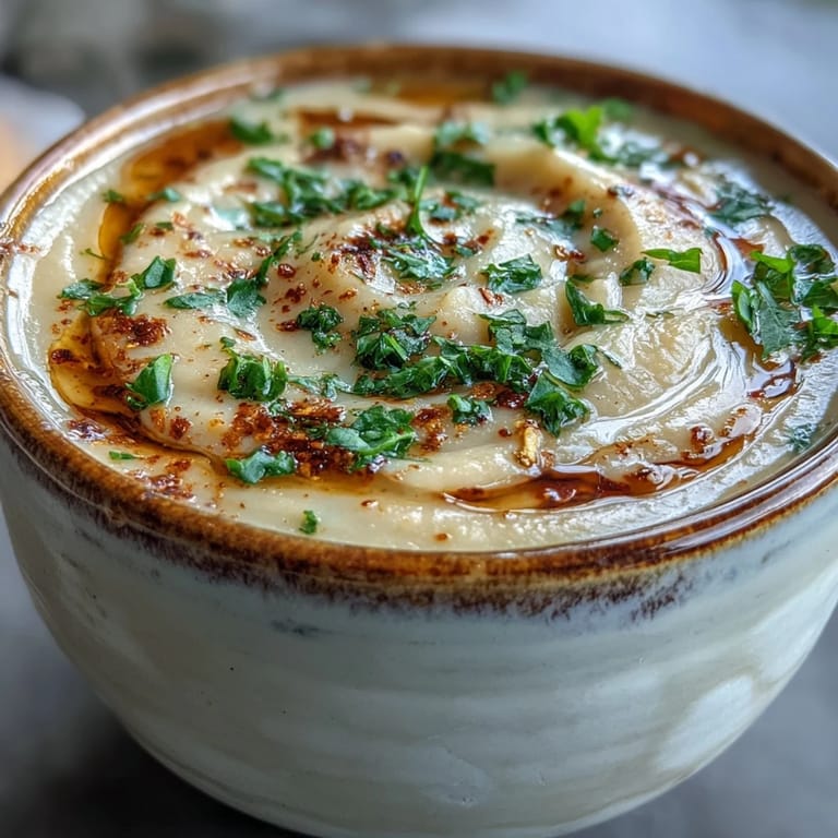 A pot of White Bean and Parmesan Soup simmering on the stove, featuring a rich, velvety texture.