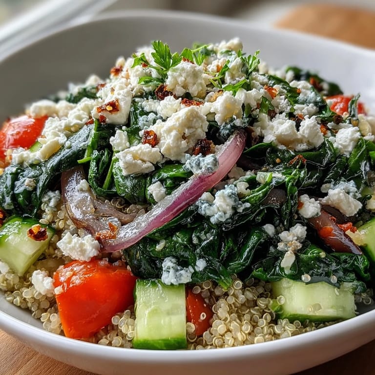 Fresh cherry tomatoes and diced cucumber add juicy crunch to this colorful Mediterranean grain bowl.