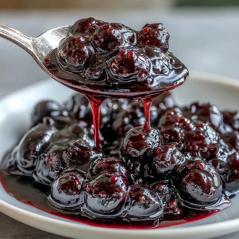 Glazed Black Currant Jelly shines in a clear glass jar, perfect for filling pastries or topping yogurt and desserts.