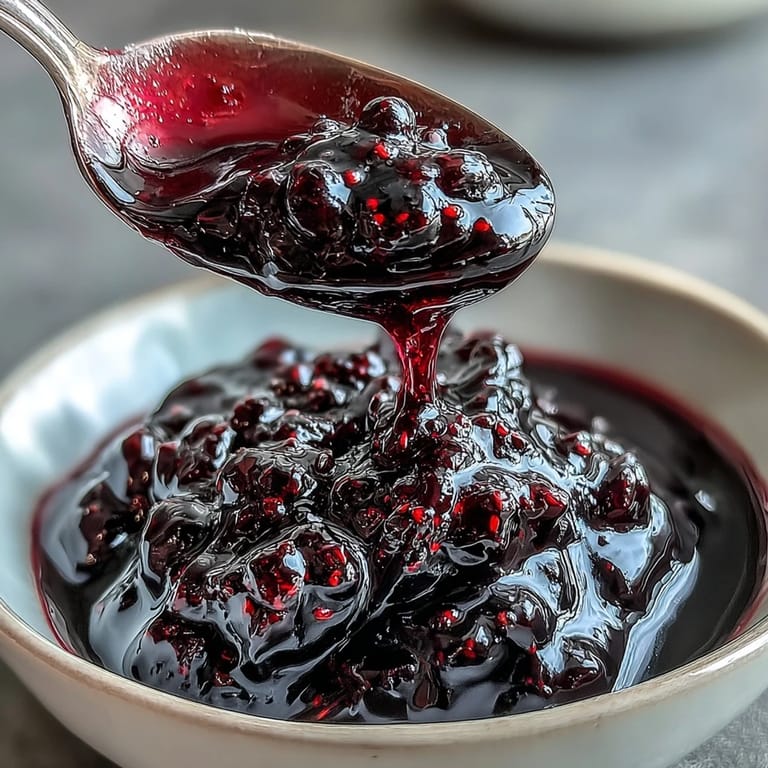 Vibrant Black Currant Jelly set in a mold with a slice of bread, showcasing its rich color and smooth texture.
