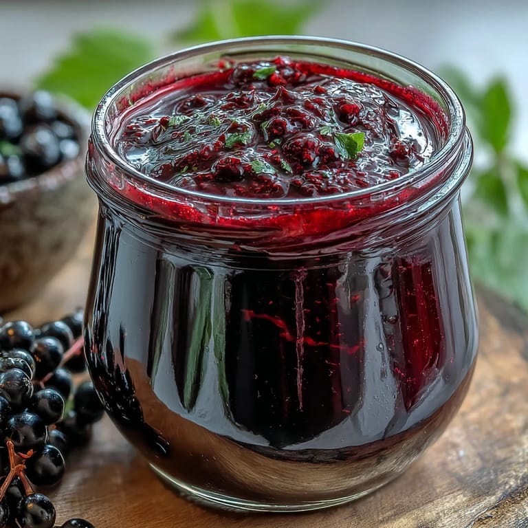 Whisked Black Currant Vinaigrette in a glass bowl, showcasing its deep red-purple hue and emulsified texture.