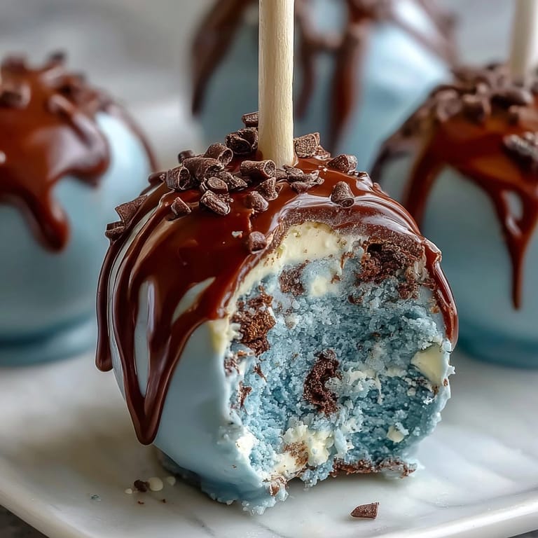 Festive robins egg blue cake pops with cocoa speckles, offering a charming and delicious Easter treat.