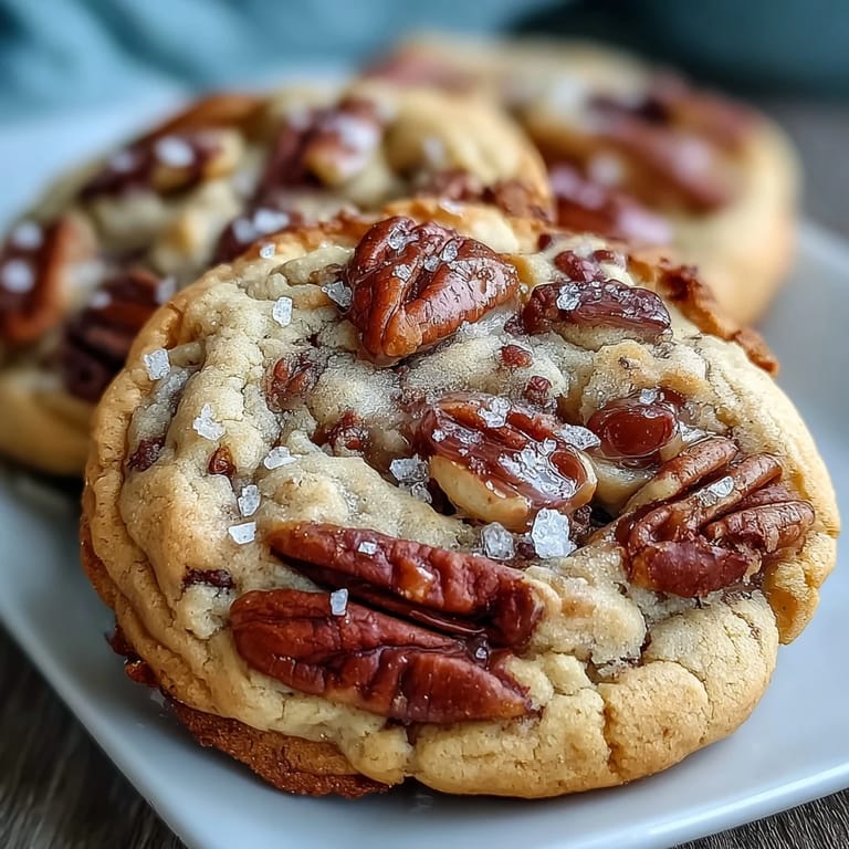 3. Warm butter pecan cookies with brown butter, toasted pecans, and sea salt, perfectly golden and irresistibly nutty, ready to enjoy.