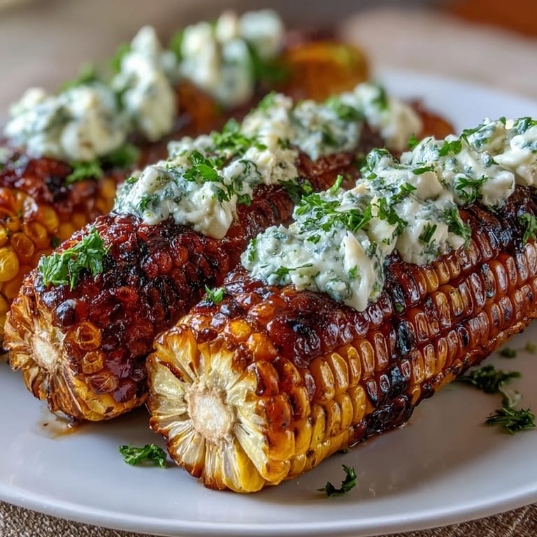 Tender, juicy corn on the cob wrapped in foil, infused with fragrant herb butter and a hint of garlic.
