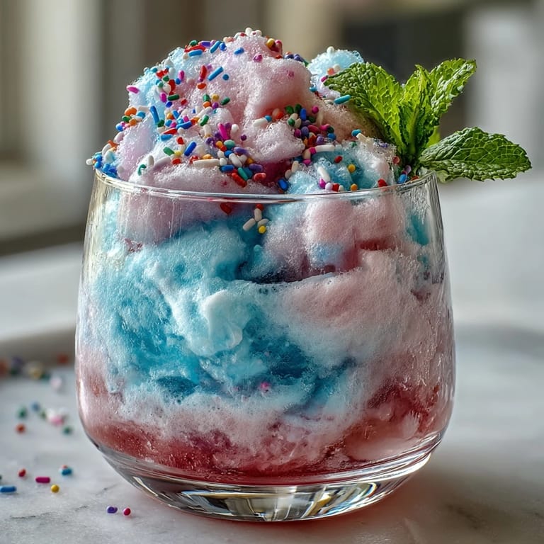 Cotton Candy Lemonade Float featuring tart lemonade, sweet cotton candy, and creamy vanilla ice cream for a dreamy, festive party treat.