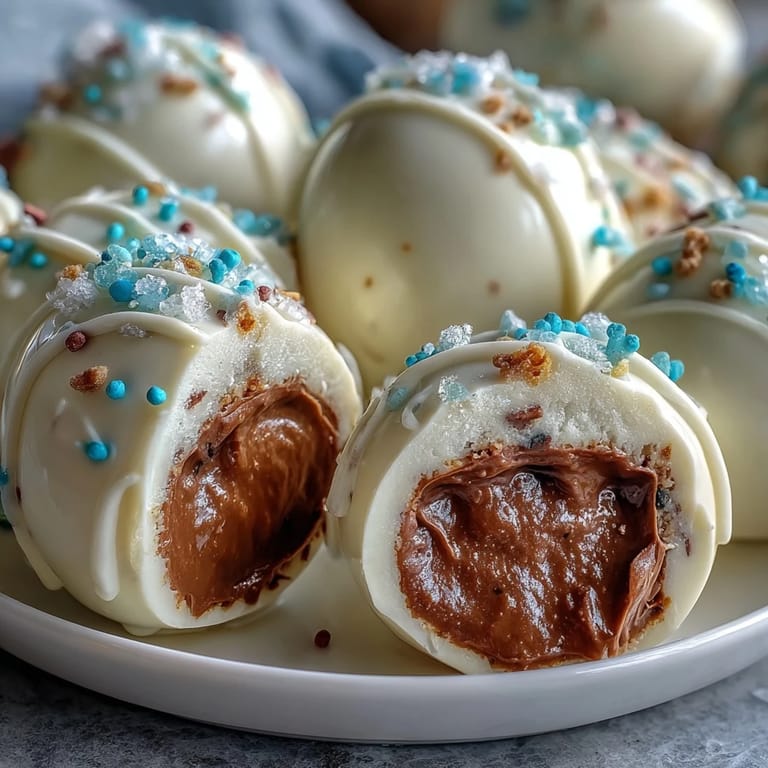 White Chocolate Peanut Butter Easter Eggs with Sprinkles, festive Easter candy with rich peanut butter centers enrobed in sweet white chocolate and topped with bright sprinkles.