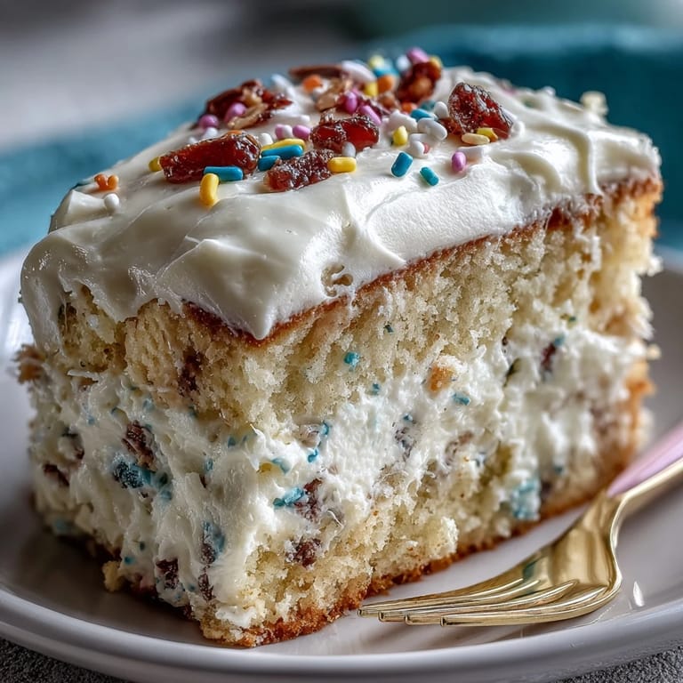 Festive Funfetti Dip Cake, perfect for a joyful spring celebration.