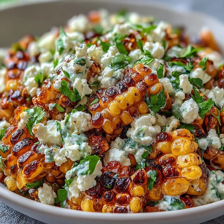 Tangy, creamy Mexican Street Corn Salad with fresh cilantro and crumbly cotija.