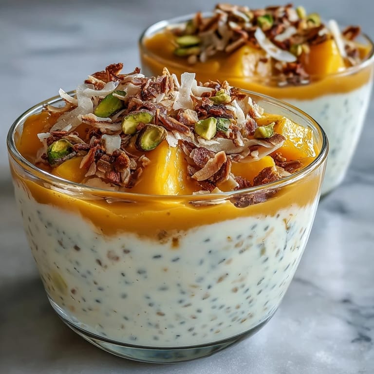 Deliciously rich Skyr pudding, boasting fresh mango and a delightful texture.