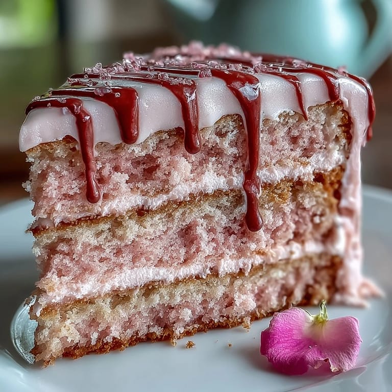 Enjoy a slice of this stunning Bridal Shower Rosé Velvet Cake with luscious buttercream.