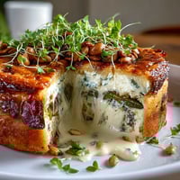 Golden Spring Asparagus Tart with Puff Pastry, fresh asparagus spears arranged over creamy cheese and herbs, baked until flaky and golden.