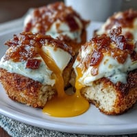 A classic brunch plate with poached eggs, Canadian bacon, and rich hollandaise sauce on toasted English muffins.