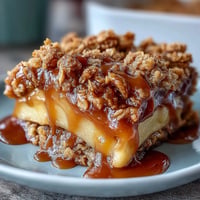 Father's Day Whiskey Caramel Apple Crisp golden brown with bubbly fruit.